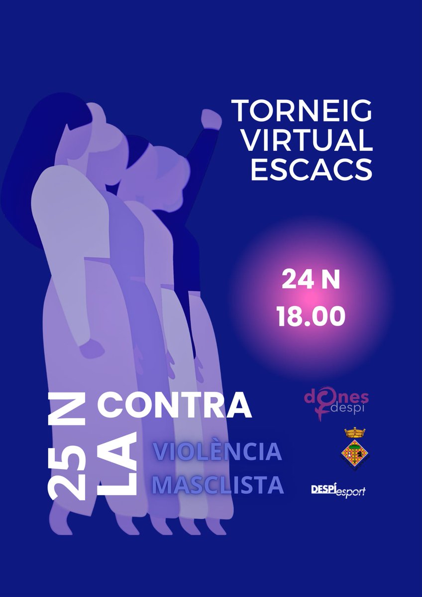 Inscriu-te, i fes escac i mat a la violència masclista‼️
🔗lichess.org/tournament/G0w… 
💡Recorda d' enregistrar-te a <a href="/lichess/">lichess.org</a>  abans, per poder jugar.
T' esperem el dia 24/11, a les 18.00.
<a href="/DonesDespi/">Dones Despí</a> 
<a href="/DESPIesport/">DESPÍesport</a>