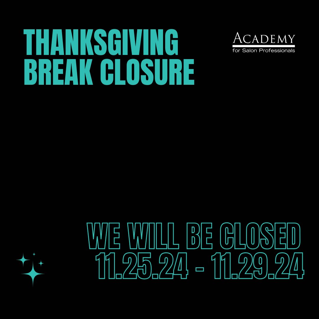 We will be closed next week so our students and staff can enjoy the holiday with their loved ones. See you in December! 💙