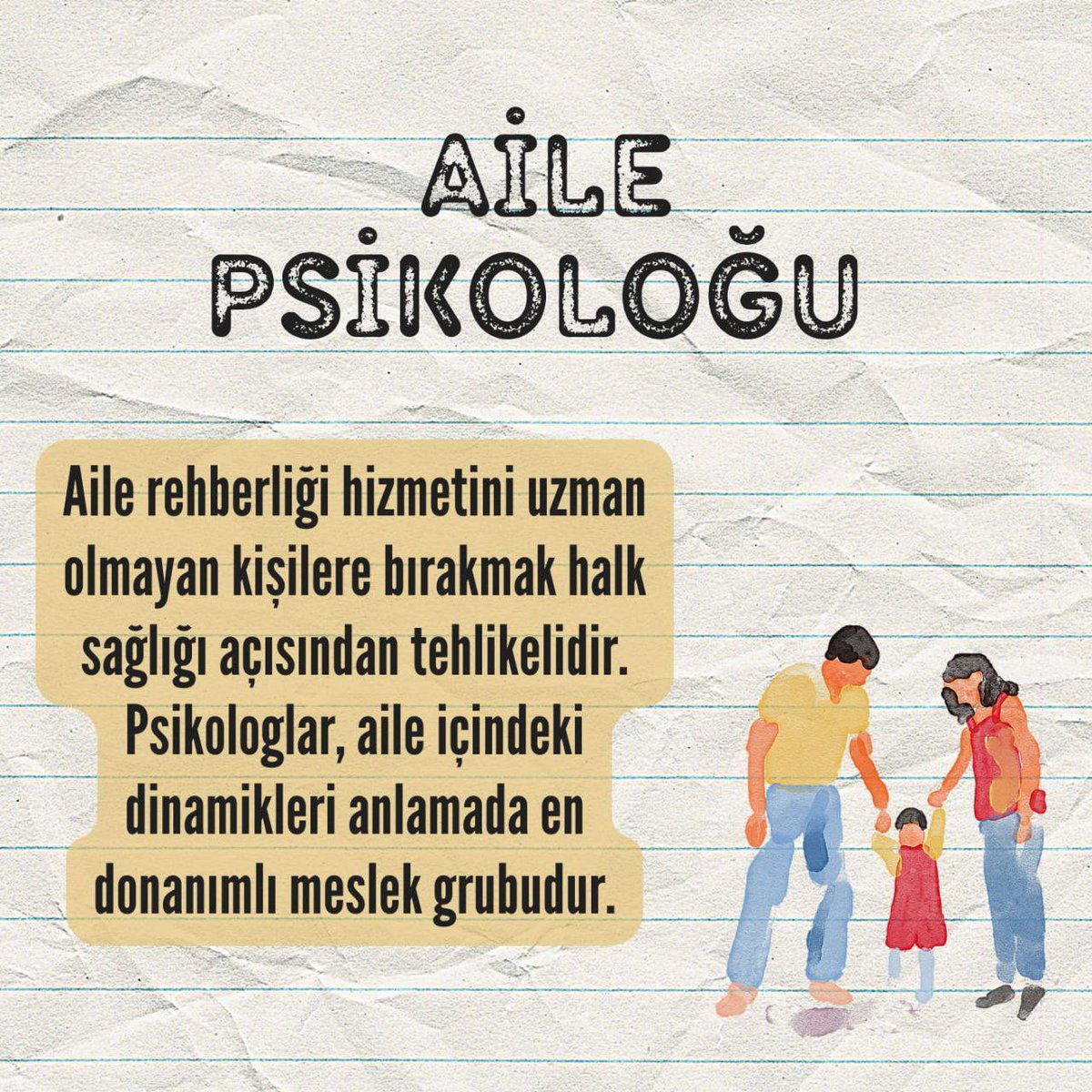 Aile içindeki sağlıklı iletişim depresyon ve kaygı riskini azaltır . Aile rehberi sisteminde psikolojik müdahale noktasında psikolog, bu iletişimi geliştirmek için önemli bir rehberdir ‼️
 #PsikologlarAileye