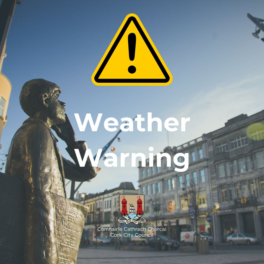 ⚠️ Weather Advisory ⚠️ 

Met Eireann have issued a rain warning from midnight tonight until 10am on Saturday morning. 

Based on information obtained from Met Eireann there is no tidal flooding expected in Cork city, this is a pluvial event which may lead to localised spot