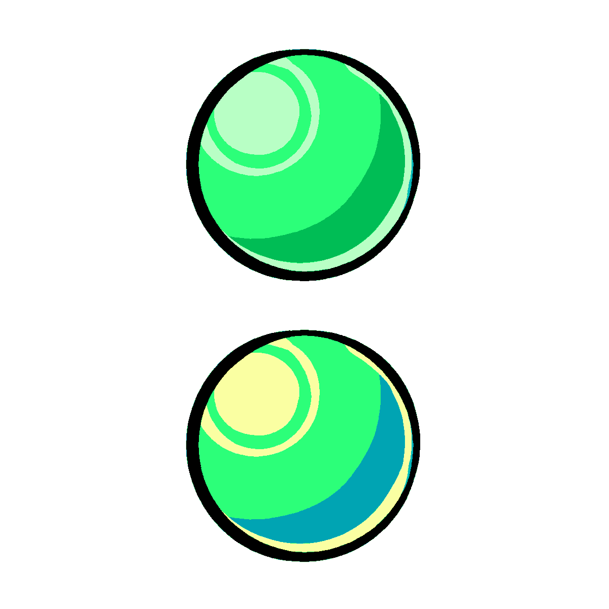 Artism_Vpn's tweet photo. "Some of those aren't green" which of those shadings do you find more compelling https://t.co/ejVxOWvCQn