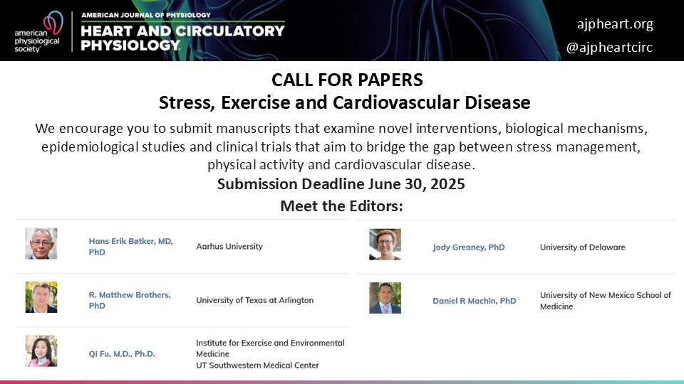 🟢 Just opened for submissions!

📣Call for Papers on #Stress, #Exercise and #Cardiovascular Disease 

✅Find out more &amp; submit ow.ly/TAWE50UcUHZ