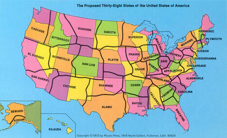 Proposed (1973) Map Of The US Shrinking The Number of States From 50 to 38. Pearcy proposed new names for the states
scoop.it/topic/e-onomas…