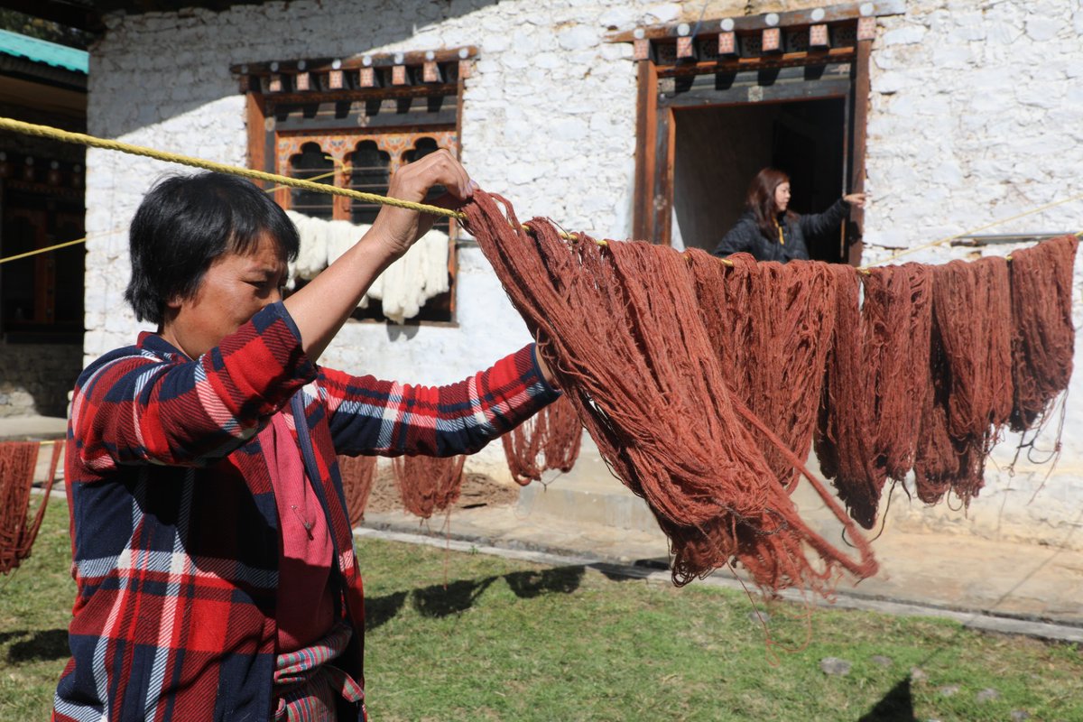 For a group of women in Dorjibi, Bumthang, a day starts with a wool at hand, seducing colors of yarn at heart, and an endearing pattern of stories, tales, and traditions in the mind.
They are into weaving Yathra, directly translating to the patterns of high mountains.