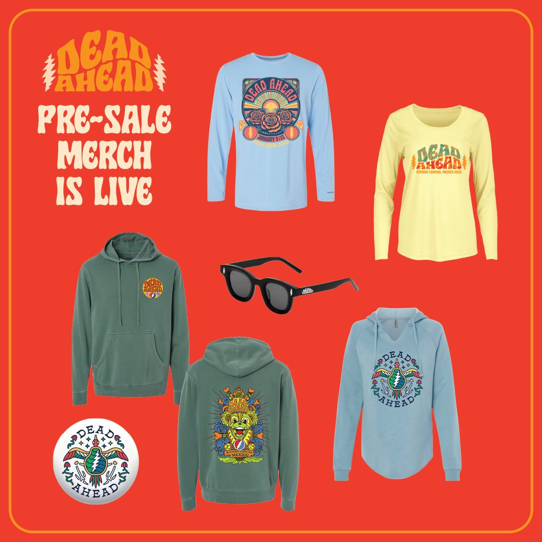 DeadAheadFest's tweet photo. Presale merch is live! Secure your merch so it's ready when you arrive at #DeadAheadFest ⚡️✨ https://t.co/DqtiP6dFSD https://t.co/9EFEITBWOK
