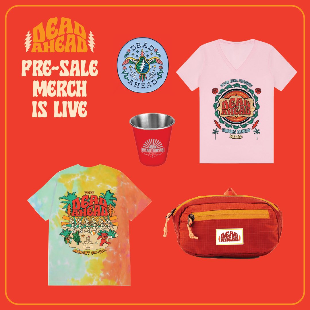 DeadAheadFest's tweet photo. Presale merch is live! Secure your merch so it's ready when you arrive at #DeadAheadFest ⚡️✨ https://t.co/DqtiP6dFSD https://t.co/9EFEITBWOK