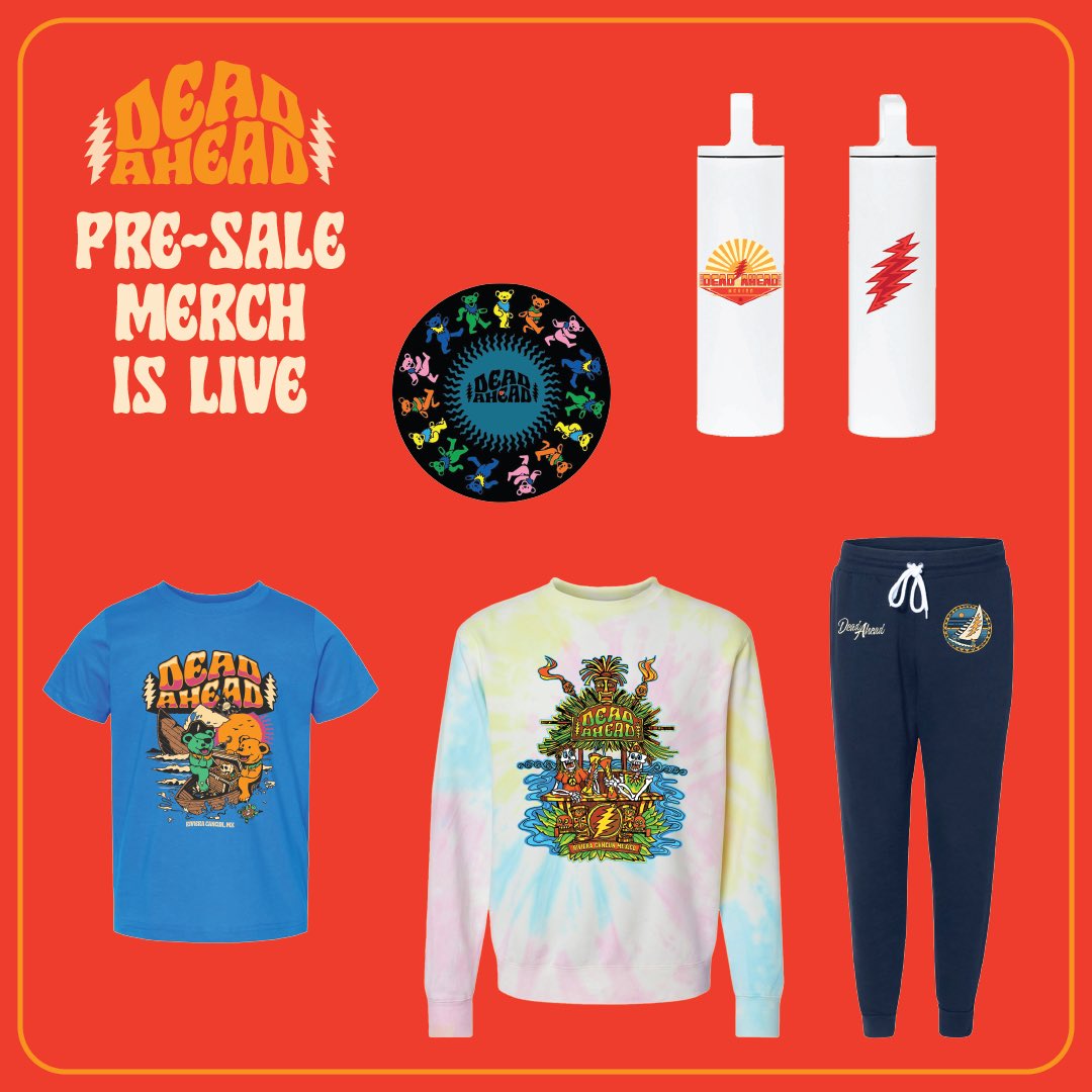 DeadAheadFest's tweet photo. Presale merch is live! Secure your merch so it's ready when you arrive at #DeadAheadFest ⚡️✨ https://t.co/DqtiP6dFSD https://t.co/9EFEITBWOK