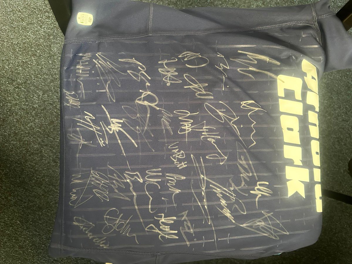 Boness_Academy's tweet photo. R modelling our signed Scotland top from the Autumn Internationals!! Fantastic raffle prize - ideal gift for Christmas! Tickets £1 - available at the Christmas Fayre tomorrow or from the school office next week! https://t.co/BFdNcBSUeb