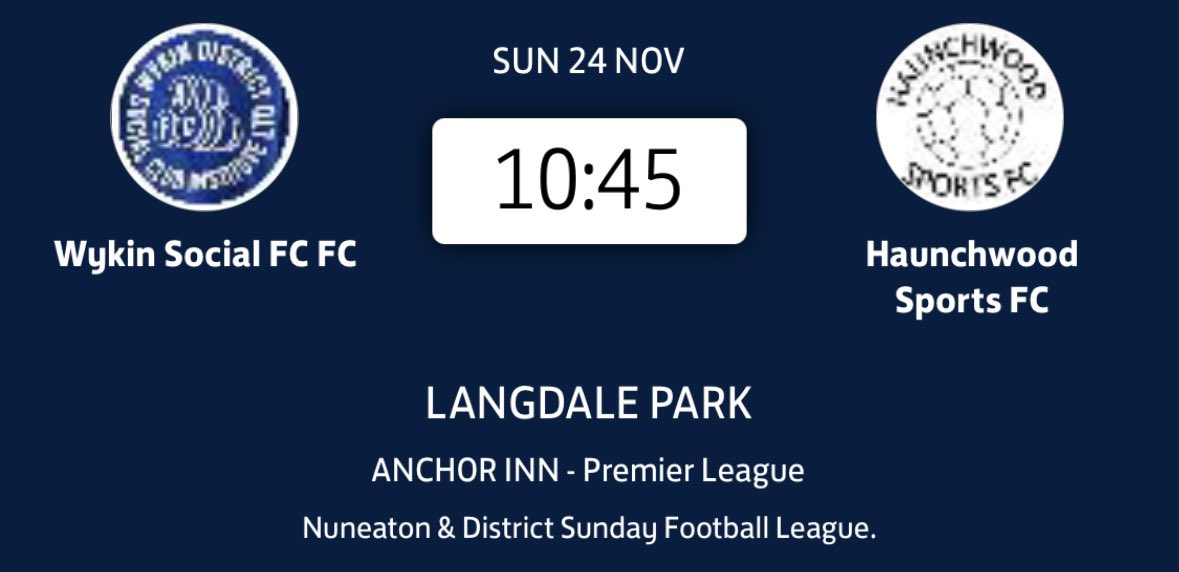 📆 24/11/24
🏆 League
🆚 Wykin Social
🏟️ Langdale Park
🕐 10:45

On the road Sunday against Wykin. Should be a good game against a strong opponent. The lads will be looking to get back to winning ways after Sundays narrow defeat. 

UTFT ❤️