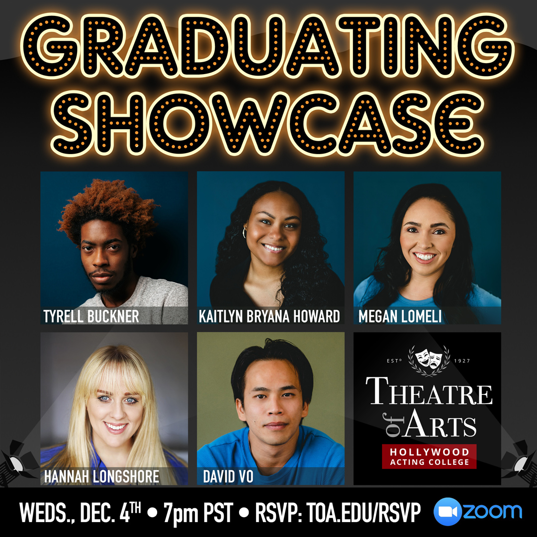 COMING Dec. 4th: TOA presents a showcase of 5 diverse and dynamic talents graduating from our storied acting conservatory - directed by
<a href="/FeldmanAlex/">alex feldman</a>. Go grads! RSVP @ toa.edu/rsvp #TOAHollywood #actorslife #CASTING #castingcall #CastingDirector 🎬📷🎥🎓👏📅🎭