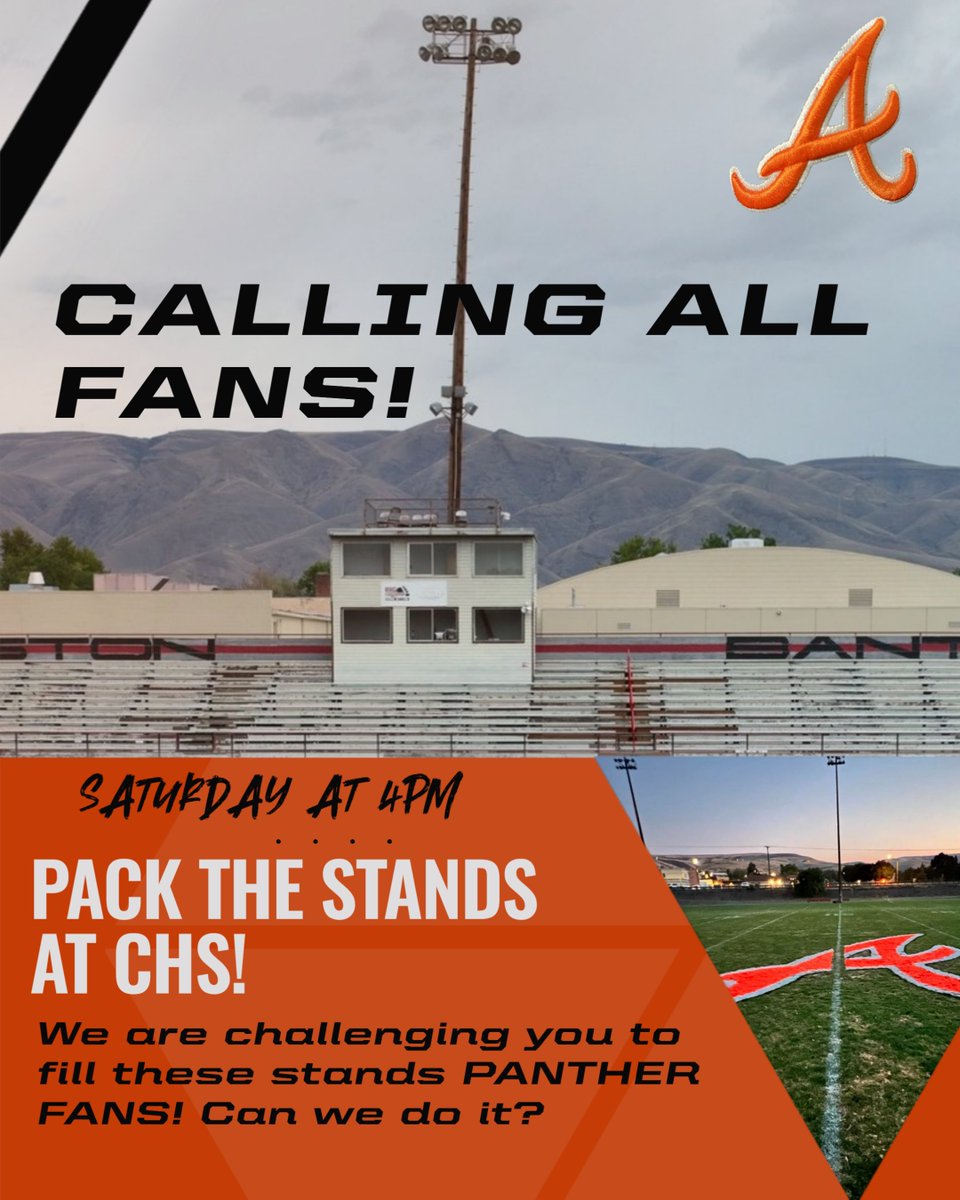 Attention Asotin Panther Football fans. We have a challenge for you! Can you pack these stands???? Saturday at 4pm, grab a few friends and come down to Clarkston High School and fill the stands. We need it full and for you to BLACK IT OUT! <a href="/jimholman19/">Jim Holman</a> <a href="/jasonemery16/">Jason Emery</a> <a href="/Eller3Cory/">Cory Eller</a>