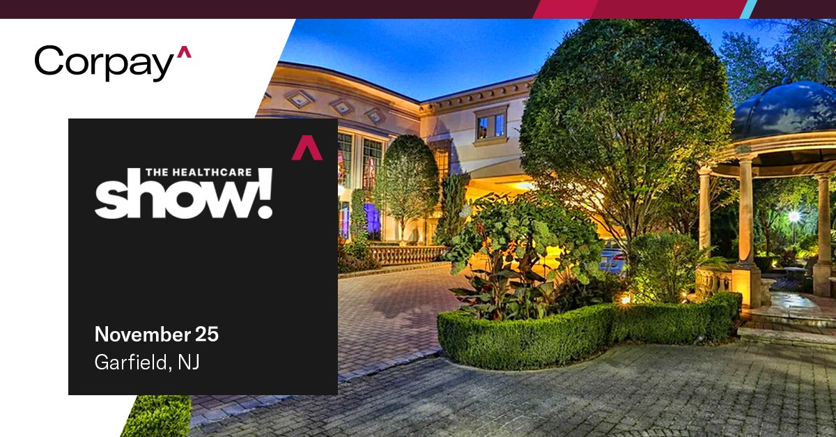 Corpay is attending The Healthcare Show—the premier annual LTC conference on the East Coast!

📅 Monday November 25th
📍 Venetian Ballroom, Garfield, NJ

We can’t wait to connect with you—see you there!