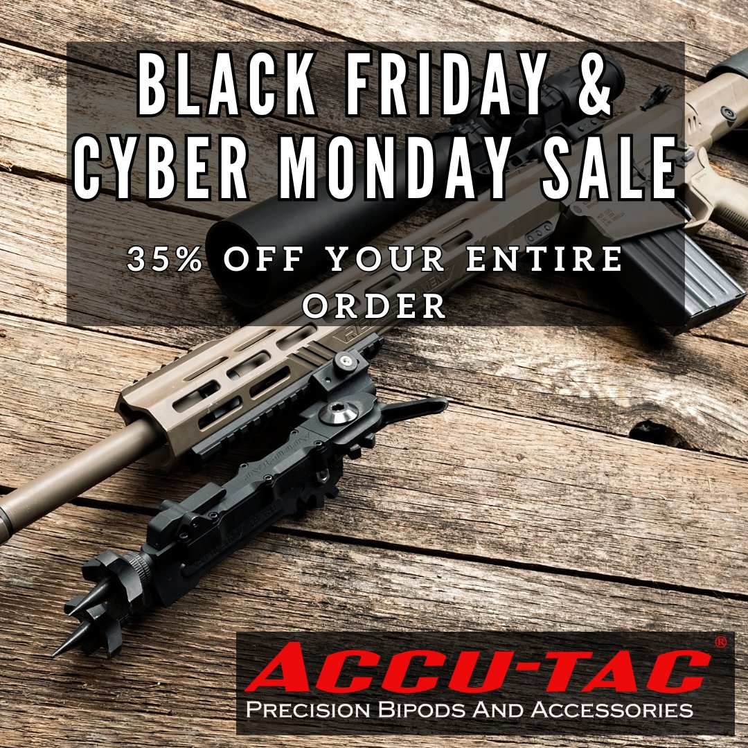 Black Friday + Cyber Monday Sale!

Get 35% OFF sitewide from 11/29 to 12/2. Don't miss the biggest savings of the year! 🛒 Use code 24HOLIDAY35 at checkout!

Exclusions apply.

#AccuTac #PrecisionShooting  #accutacbipod #bipod #elr #prs #longrangeshooting #huntingrifle #gunpics