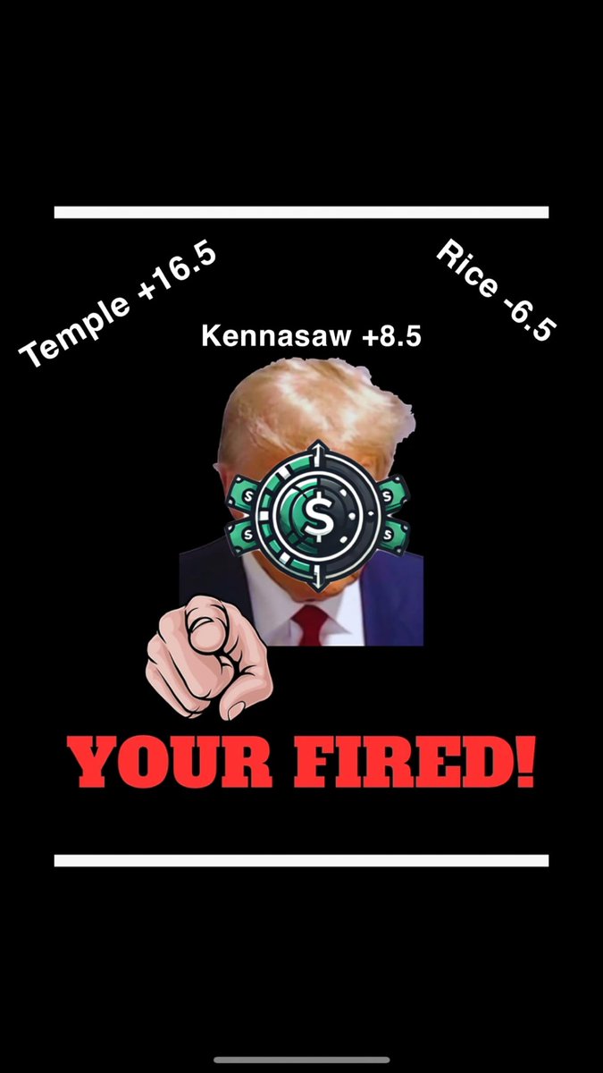 Bet_Intangibles's tweet photo. 🚨🚨🚨 Intangalert: Temple (+16.5) Kennasaw (+8.5) and Rice(-6.5) all recently fired their head coach. New coach bump  incoming.🚨🚨🚨 https://t.co/pb5pC1pufV