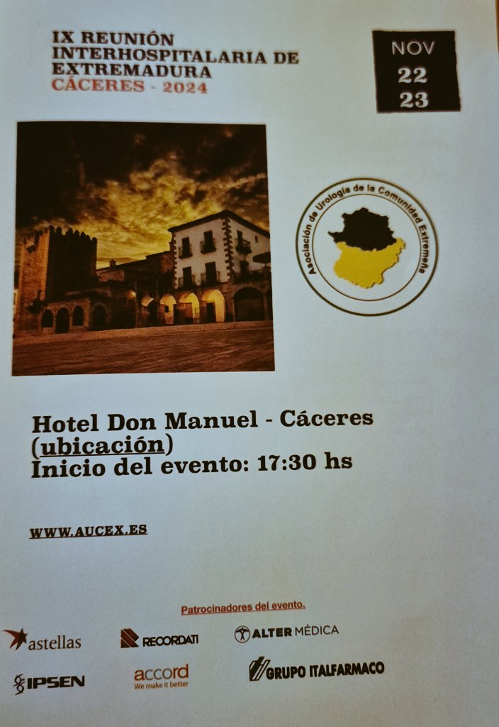 Arranca la IX Reunión Interhospitalaria de Urología de Extremadura 2024 en Cáceres.
#aucex #urologia #urology #aeu