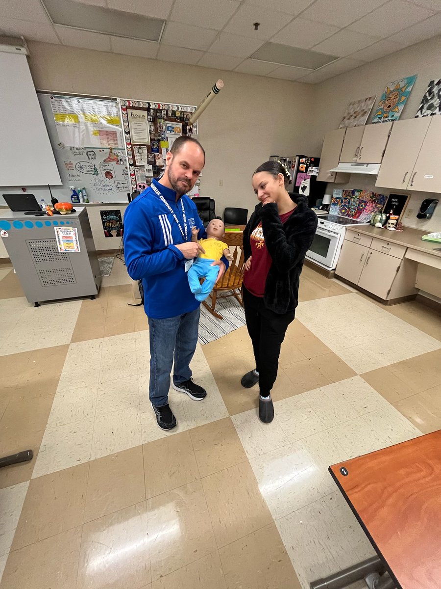 When FCHS is short on substitute teacher coverage, Principal Ahaus steps up and helps out, even if it means teaching about early childhood development!