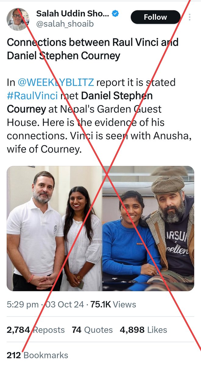zoo_bear's tweet photo. Fake news by Propaganda X handle @salah_shoaib. The woman with Rahul Gandhi is Congress member Anusha Pullaiah @AnushaS25, She has nothing to do with Daniel Courney and his wife Anusha Daniel. FIR is filed for harassing and misrepresenting her by connecting it to Daniel Courney. https://t.co/CI96FnULeq