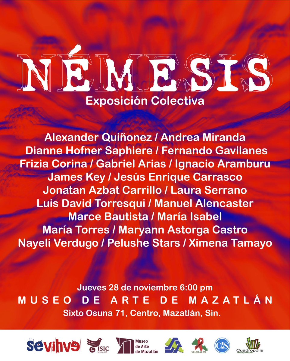 Con 7 retratos y un poco de mi sangre, seré parte de la exposición colectiva Némesis.
A todos los amigos de #Mazatlan, los invito al Museo de Arte el próximo jueves.
Gracias <a href="/jonatanazbat/">Jonatan Azbat Carrillo</a> por la invitación y los motivos.
