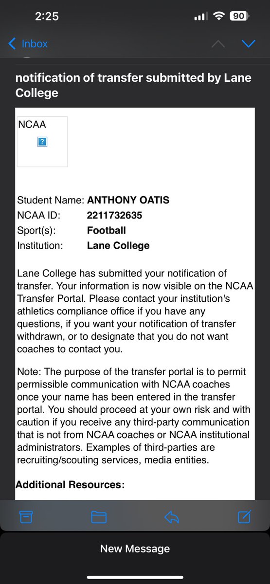 I’ve entered the transfer portal and am grateful for my time at Lane College🙏🏿