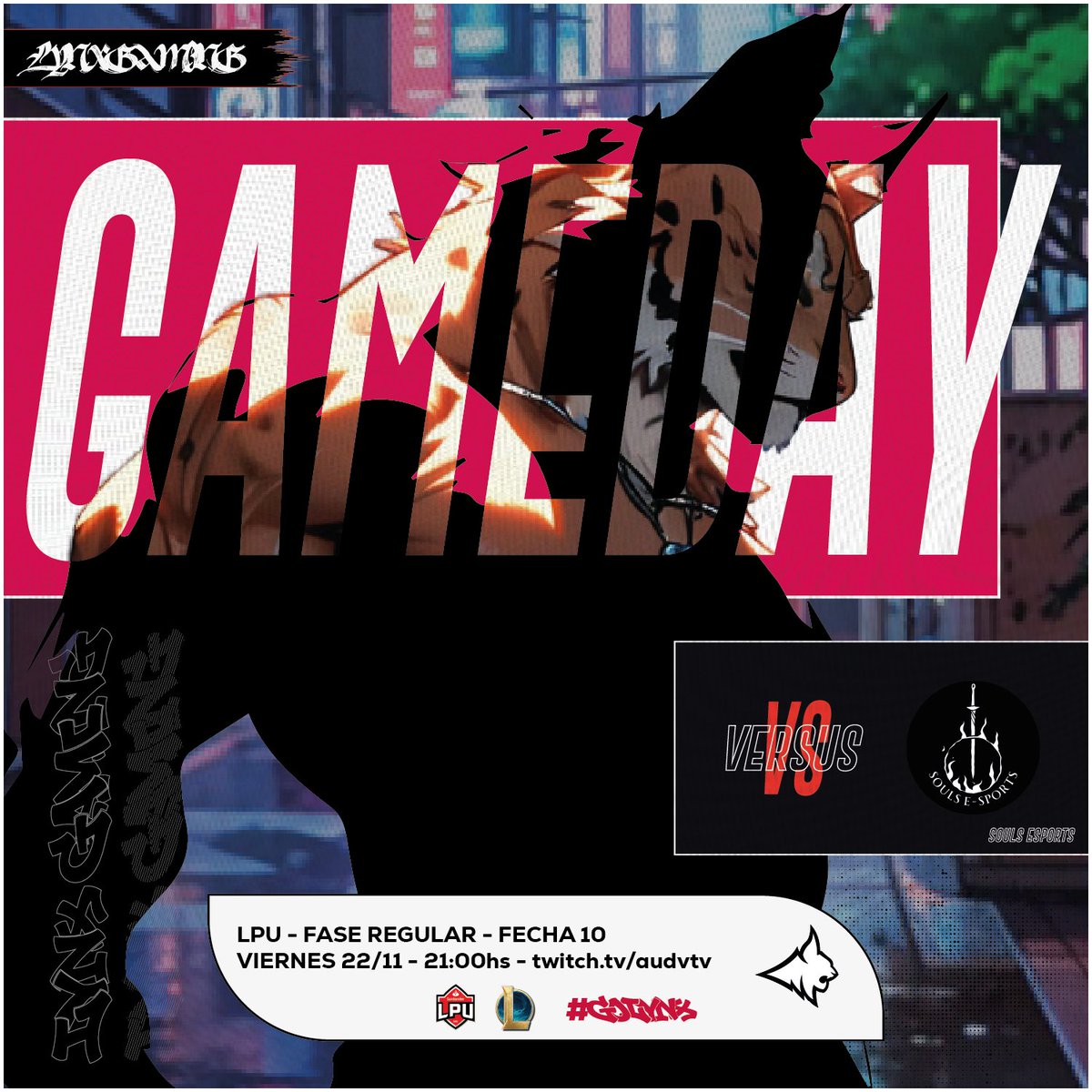 Lynx (@lynxgaminguy) on Twitter photo #LPU | FECHA🔟
Ultima fecha de la fase regular. ¡Vamos por un punto crucial para entrar a Play-Off!
🆚 <a href="/Souls_Esports_/">Souls Esports</a>
⏰ 21:00hs 🇺🇾
🏆 <a href="/AUDVesports/">Asociación Uruguaya de Deportes Virtuales</a> <a href="/Santander_Uy/">Santander Uruguay</a>
📺 twitch.tv/audvtv
#GoLYNX #GoLXG #LeagueOfLegends #LPU | FECHA🔟
Ultima fecha de la fase regular. ¡Vamos por un punto crucial para entrar a Play-Off!
🆚 <a href="/Souls_Esports_/">Souls Esports</a>
⏰ 21:00hs 🇺🇾
🏆 <a href="/AUDVesports/">Asociación Uruguaya de Deportes Virtuales</a> <a href="/Santander_Uy/">Santander Uruguay</a>
📺 twitch.tv/audvtv
#GoLYNX #GoLXG #LeagueOfLegends