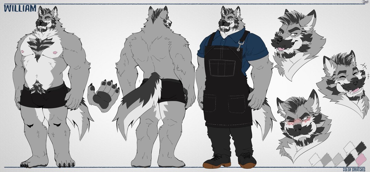 Here's the ref of my new oc!

His name is William! :)

Art once again made by the awesome <a href="/BaschIsTaken/">Basch.bsky.social</a> !