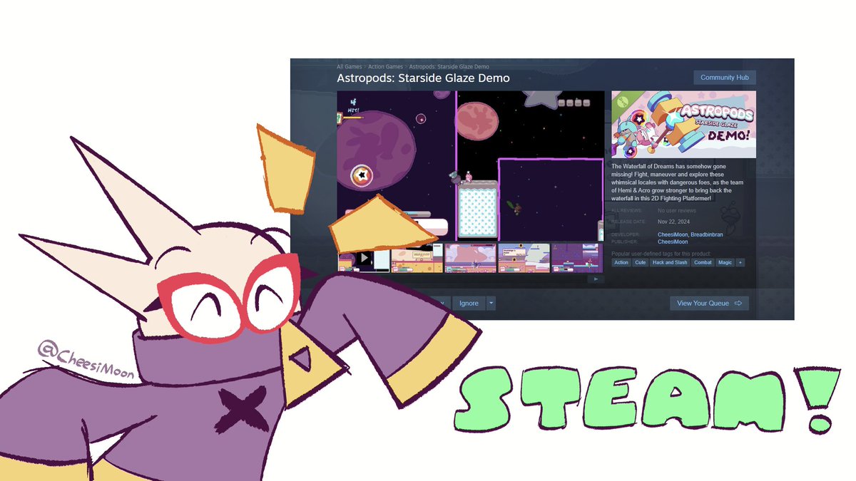 AstropodsGame's tweet photo. Steam Demo is finally out! After over 4 years of development, we've finally arrived at a huge milestone! 

It would mean a lot if you were to wishlist + review! Thank you!

Link in the comments, or in the linktree!

#indiegame #gamedev https://t.co/qsNVoQjcqD