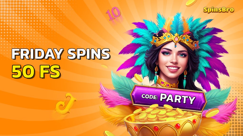 SpinsBro's tweet photo. Friday SPINS 🎉

How to get 50FS?
1. Make a minimum deposit of 25 EUR
2. Send code to our email support@spinsbro.com

🎁 Code: PARTY 

And wait for 50FS to be credited to the Mardi Gras Queen slot

⏳Date: 22.11 - 23.11

We wish you win!🏆 https://t.co/y63eIhtZxX
