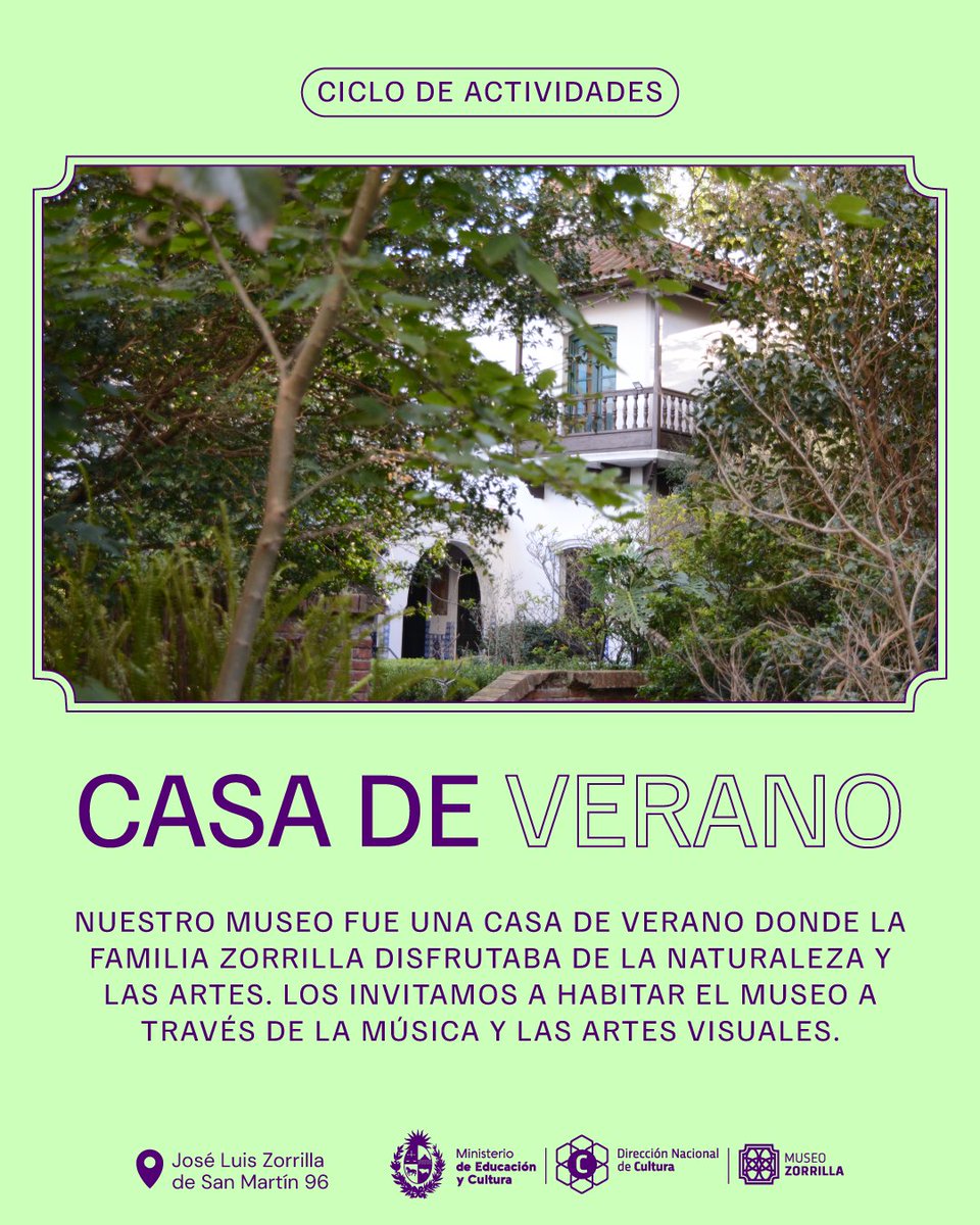 Nuestro museo fue una casa de verano donde la familia Zorrilla disfrutaba de la naturaleza y las artes. Los invitamos a habitar el museo a través de la música y las artes visuales.

Próximamente estaremos comunicando las actividades de este ciclo.