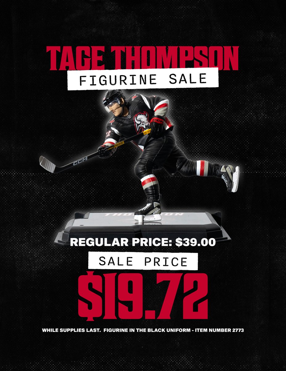 Get started on your holiday shopping early! 🎁

Tage Thompson figurines are on sale now for just $19.72 in the Sabres Store!