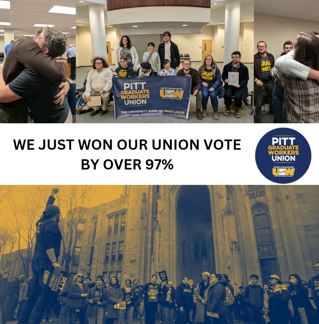 PittGradUnion (@pittgradunion) on Twitter photo We won! #PittGradUnion #PittGrads #Pitt #PittRunsOnGrads #H2P #UnionYes We won! #PittGradUnion #PittGrads #Pitt #PittRunsOnGrads #H2P #UnionYes