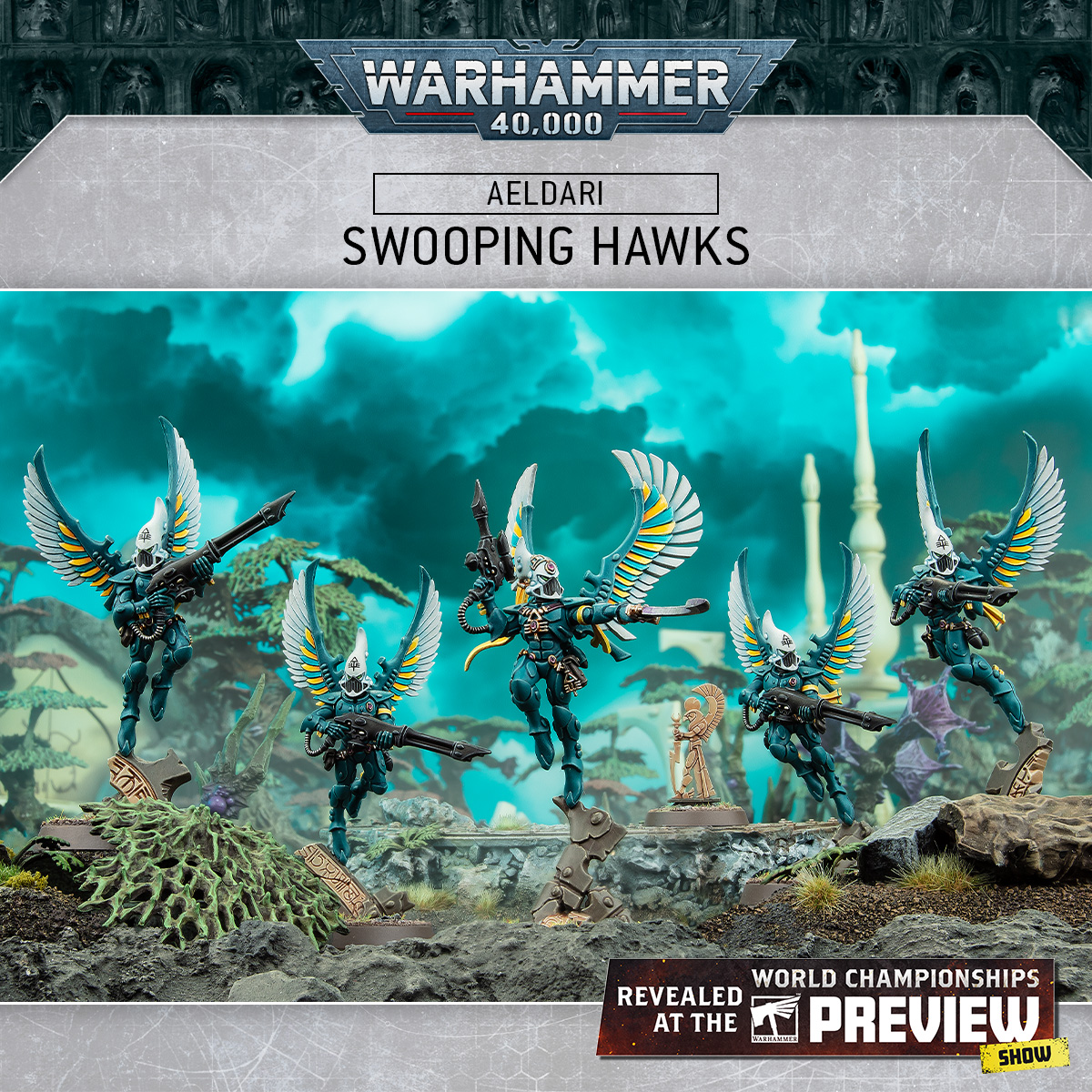 warhammer's tweet image. It&apos;s really happening! Aeldari Aspect Warriors are making a graceful leap to plastic. Get a closer look at their new kits: ow.ly/87YM50UcCqT

Gaze Upon Them 🫵

#WarhammerChampionships24 #Warhammer40000 #WarhammerCommunity