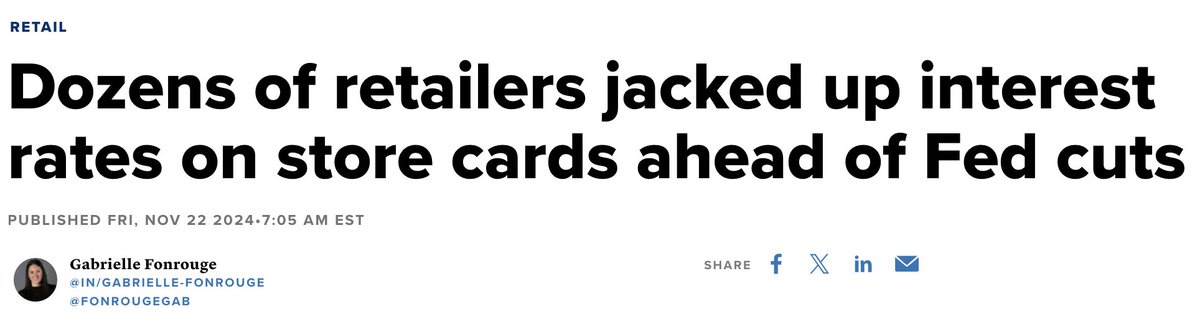 JP_Halll's tweet image. My $0.02: store credit cards no longer serve a clear economic purpose besides exploiting the financially illiterate. When large retailers had more financial capacity than banks (pre-1970), they were the most efficient lenders. Today it's just a cash grab by a dying industry.