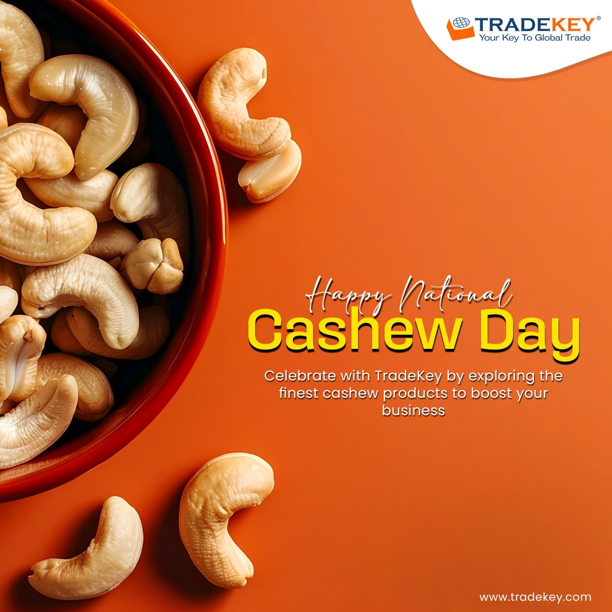 Happy National Cashew Day! Celebrate with TradeKey by joining us to explore top suppliers and buyers of premium cashew products that can elevate your business! 
visit now 
 tradekey.com/Cashew-Nuts_pi… 
 #tradekeycashews #connectwithtradekey #explorecashewproducts