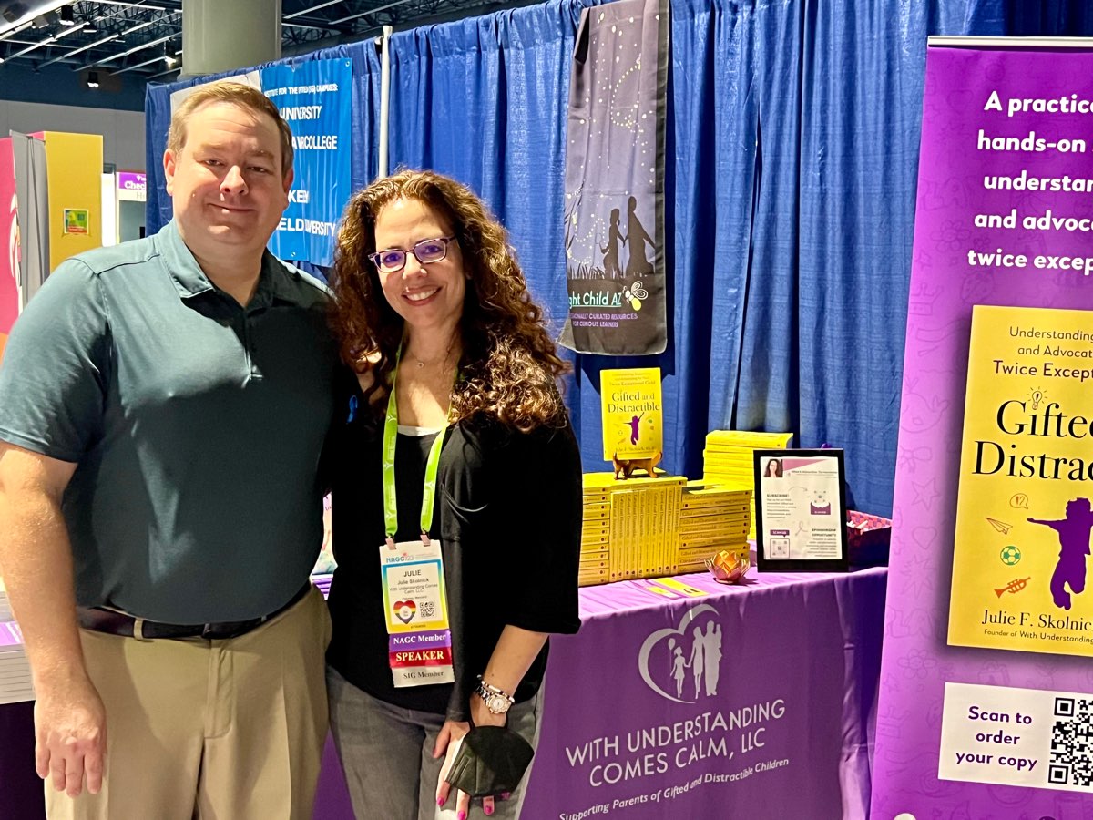 Shout out to all my peeps at #NAGS2024!!! So sorry I can’t be there with you but enjoy, learn, network, and have a blast with like-minded parents, educators and 2e adults!! Pic from 2023 with my guy, Adam Laningham, President of SENG. See you next year in Pittsburgh.