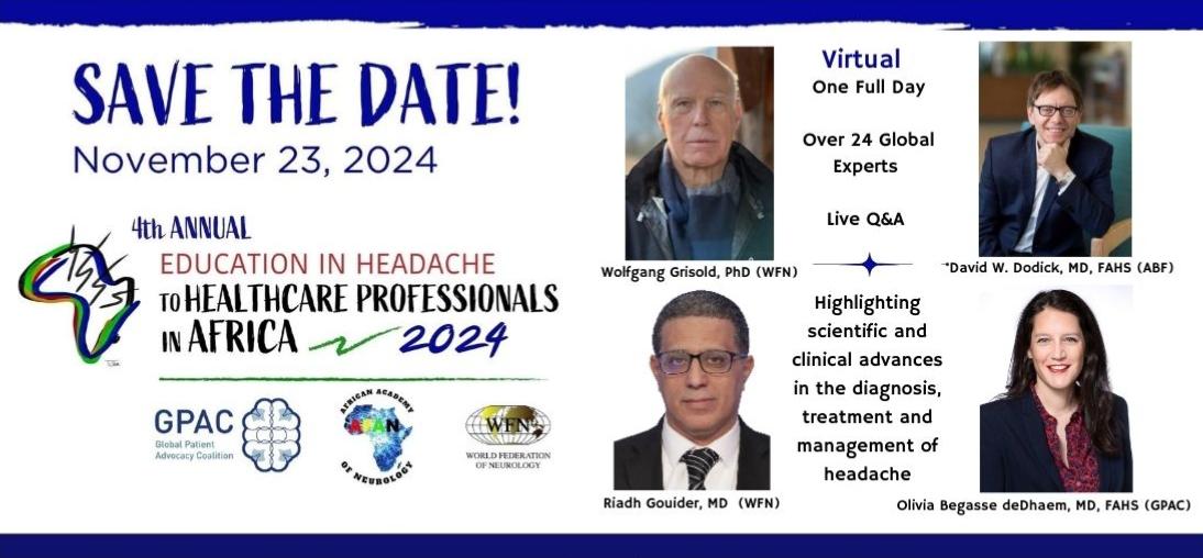 📢 ANNOUNCEMENT
Less than 24 hours until we go live! 

We’re excited to announce an additional guest panelist—David W. Dodick, Immediate Past Chair of GPAC and current Chair of the American Brain Foundation, will join the leadership panel to gain insights from a global