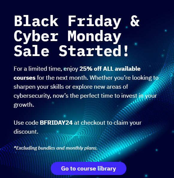 zodiacon's tweet image. Black Friday at trainsec.net!