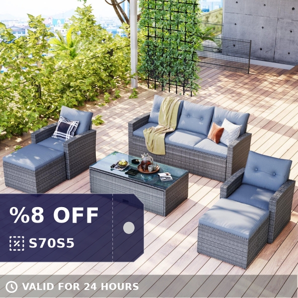 shopping4every's tweet photo. Check out this product 😍 6-Piece Outdoor Wicker Sectional Set with Coffee Table &amp; Cushions (Dark Grey) 😍 
starting at $901.99. 
Show now 👉👉 https://t.co/fdWdAGoEEP https://t.co/wD9donUpRl
