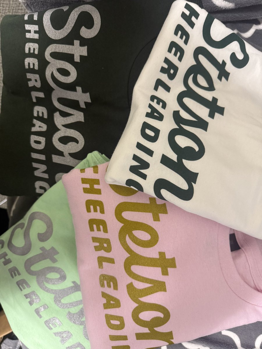 You can never have too many Stetson Cheerleading shirts 💚🎀 get yours tomorrow!!!! stetsoncheercamps.totalcamps.com