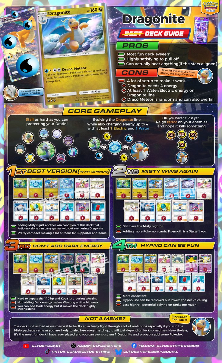 clyde_strife's tweet photo. I've created a guide for Dragonite playing most of the versions and here's what I cooked!
I've partnered with Untapped to share my decks there for easy viewing. You can check which packs the cards are included from. Visiting the links below will highly support what I do! https://t.co/NV1nfHLzye