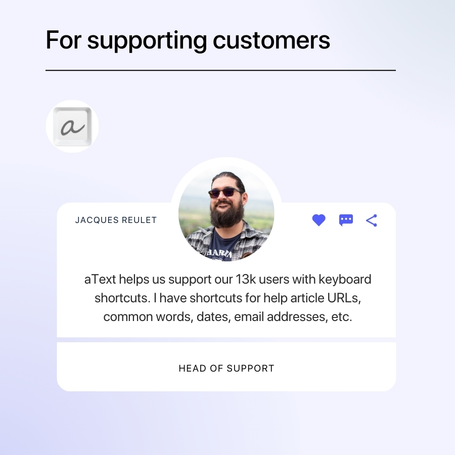 cannyHQ's tweet photo. Our Head of Support, Jacques, uses aText to help support our 13k users. https://t.co/ACWTJ3qBFh