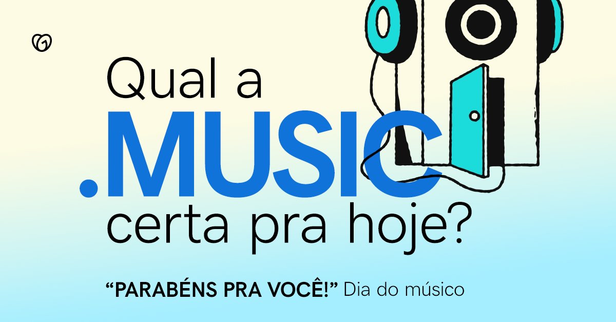 godaddybrasil's tweet photo. Parabéns para aqueles que dominam os instrumentos, que trazem ritmo e fazem sucesso por onde passam! 🎶 Na GoDaddy tem o domínio perfeito para vocês: .music. Dê o play na sua presença online: https://t.co/KMPLcyEHmG https://t.co/Ib92ZPsMVP