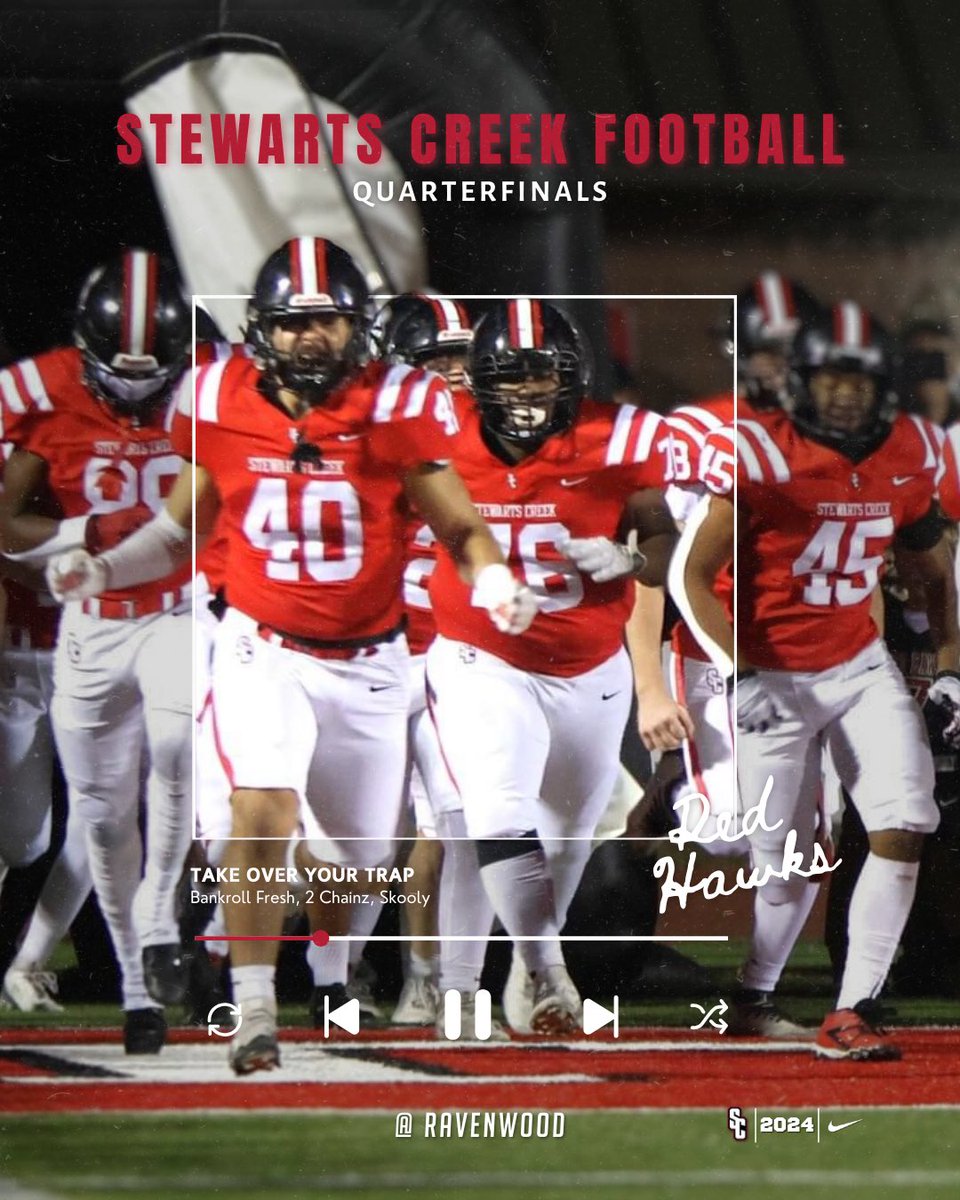 🏈 𝐐 𝐔 𝐀 𝐑 𝐓 𝐄 𝐑 𝐅 𝐈 𝐍 𝐀 𝐋 𝐒 🏈

Travel with your 🅡🅔🅓 🅗🅐🅦🅚🅢 tonight to Ravenwood as they fight for a spot in the Semi-Final game! 

📍Ravenwood 
⌚️7pm
🆚 Ravenwood HS  
🎟️ $10
🔴 Zone Theme: RED OUT 
🔗 tinyurl.com/yvcnac8s 

#RedHawks | #TLC