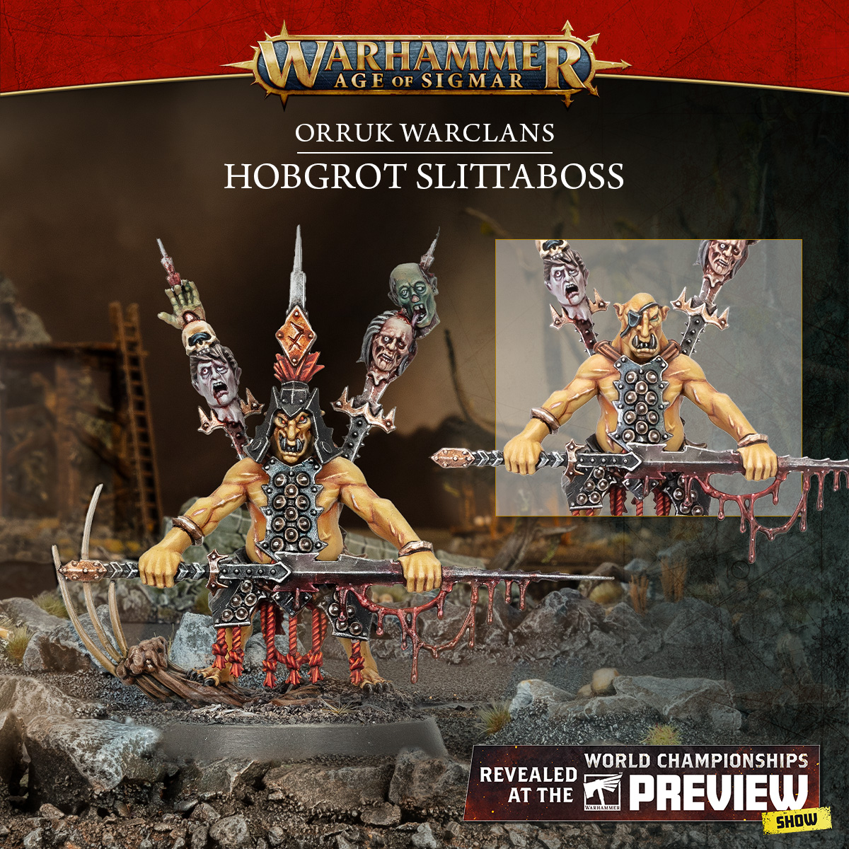 warhammer's tweet photo. Your Waaagh! is about to get bigger ⚔️

Get a closer look at the new miniatures for the Orruk Warclans: https://t.co/Icm08D76RQ

#WarhammerChampionships24 #WarhammerAOS #WarhammerCommunity https://t.co/qjroFYcy0B