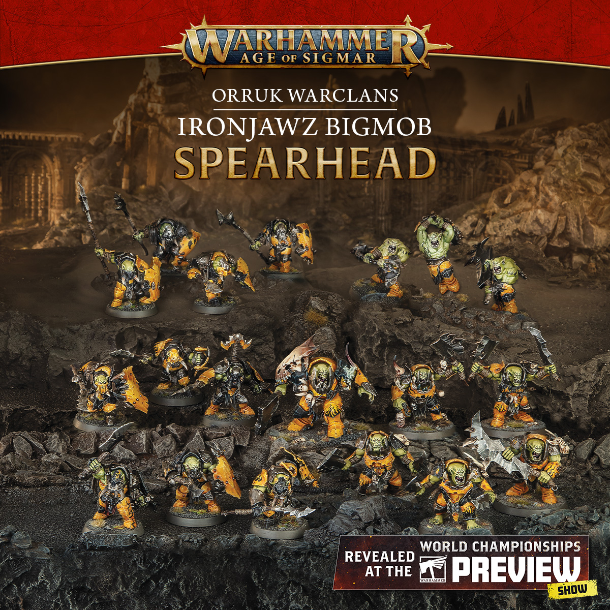 warhammer's tweet photo. Your Waaagh! is about to get bigger ⚔️

Get a closer look at the new miniatures for the Orruk Warclans: https://t.co/Icm08D76RQ

#WarhammerChampionships24 #WarhammerAOS #WarhammerCommunity https://t.co/qjroFYcy0B