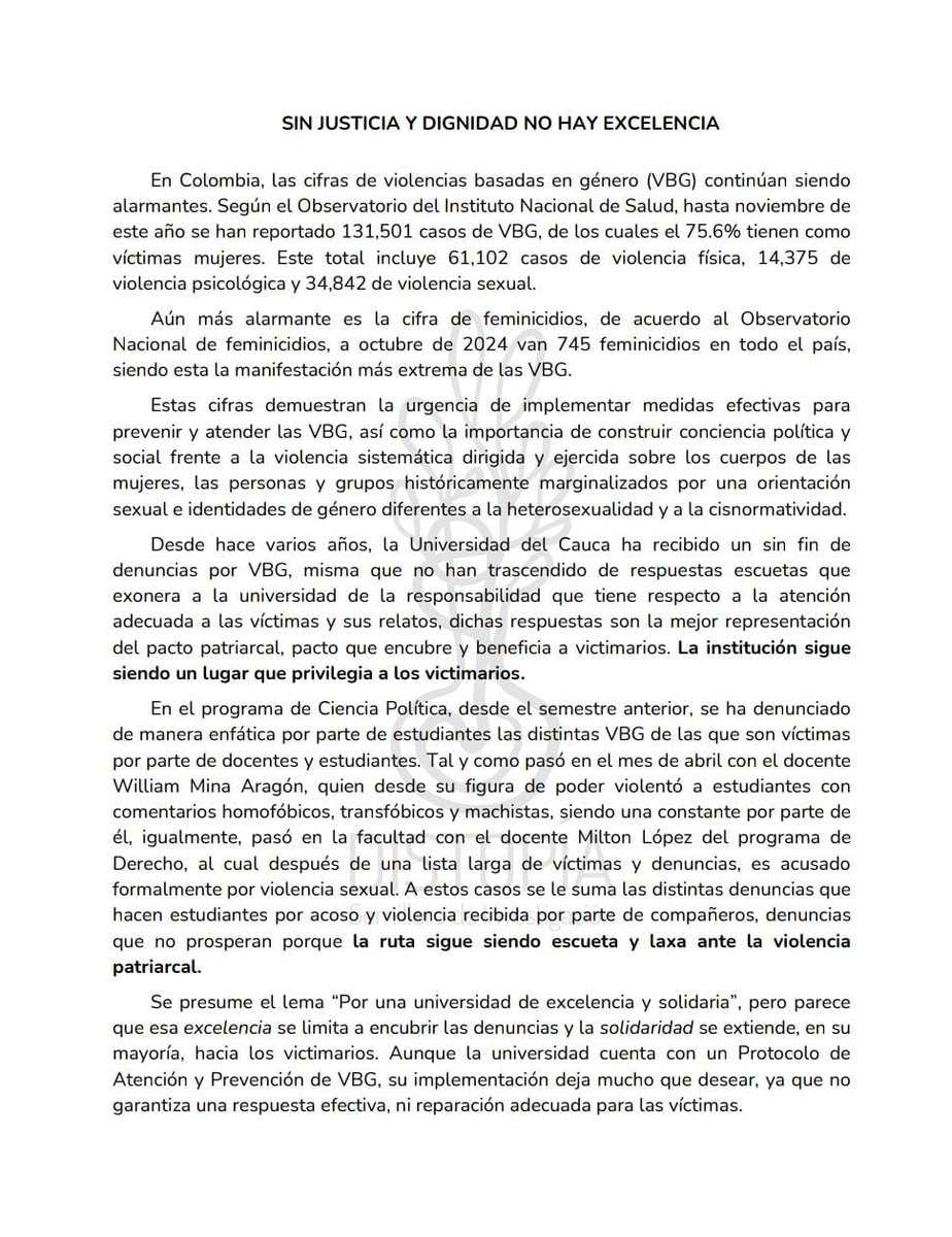 DistopiaUnCauca's tweet photo. ¡Van a caer!🔥💜
Desde el semillero de investigación Distopia rechazamos todo acto de VBG. Este es nuestro pronunciamiento
https://t.co/lzcP5Imqme https://t.co/2PxKu9sU2o
