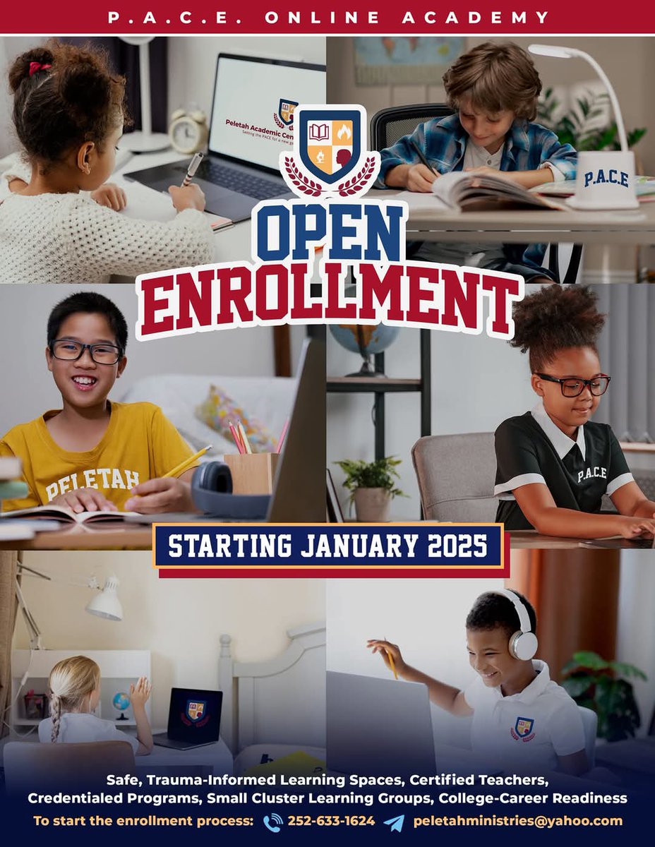 🌟 Enrollment Open 🌟
📚 What We Offer:
✅ Self-paced learning with research-based interventions
✅ Study hall support with experienced educators
✅ Certified Special Education program by NC DPI
💡 We proudly accept NC Opportunity Scholarship and ESA+ 
📞 call 252-633-1624