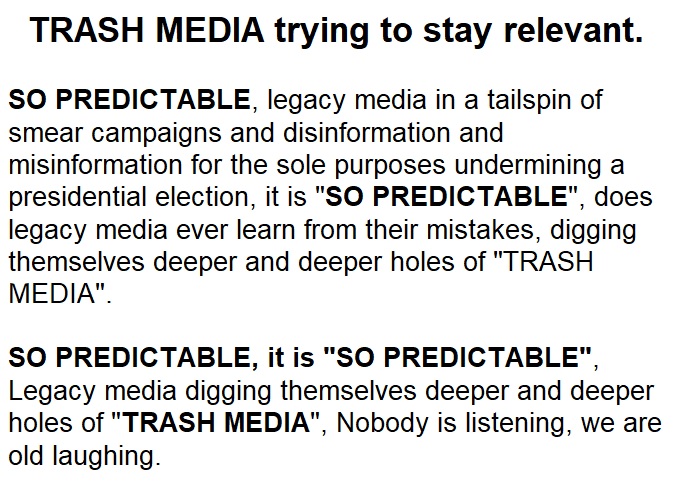 777BillLS1's tweet photo. @CBSEveningNews SO PREDICTABLE, it is "SO PREDICTABLE", Legacy media digging themselves deeper and deeper holes of "TRASH MEDIA", Nobody is listening, we are old laughing. https://t.co/ZehtypM6Au