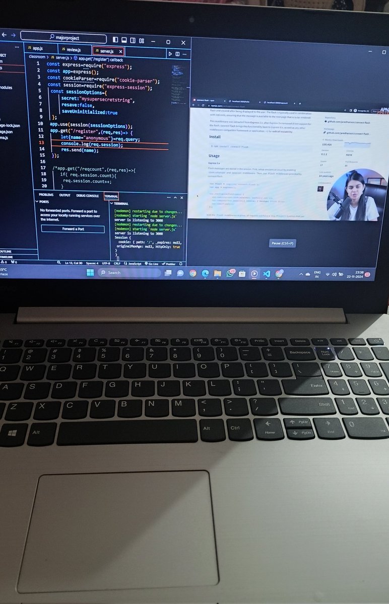 shreya76861's tweet image. Day-36✅
State, expression session, using connection flash

#50daysofcode #apnacollege