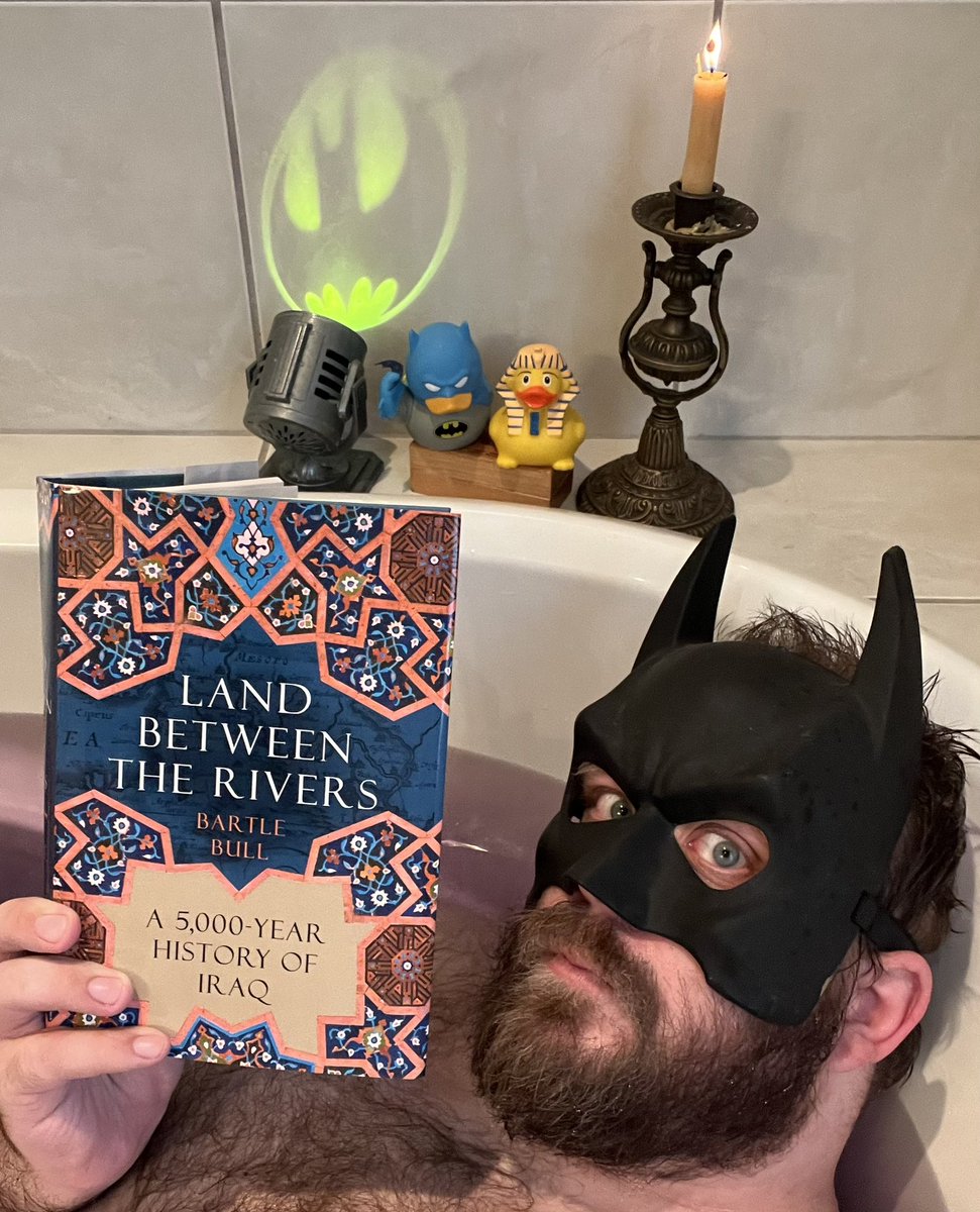 Welcome, Gothamites! 🛁📚🦇🕯️

Finished reading <a href="/bb_bull/">Bartle Bull</a>’s new history, LAND BETWEEN TWO RIVERS! (<a href="/groveatlantic/">Grove Atlantic</a>/<a href="/AtlanticBooks/">Atlantic Books</a>)

Yes, of course, it’s a story as epic as any of them. But one of its positive surprises is that it does not feel hefty, and proved a comfy bath read.