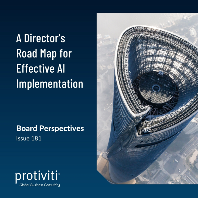 LarkScheierman's tweet photo. As AI continues to reshape industries, having a clear roadmap is essential. Protiviti’s latest Board Perspectives shares how directors can effectively deploy AI to drive innovation, manage risks, and unlock value across the enterprise. Read now! https://t.co/BlphOg2QBH https://t.co/kD2ehPjWMf
